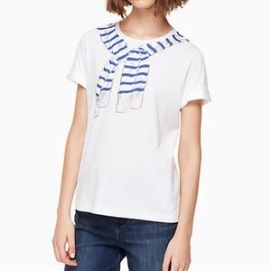 Kate Spade NWOT tromp l’oeil tee w/printed stripe sweater design Sz XL
